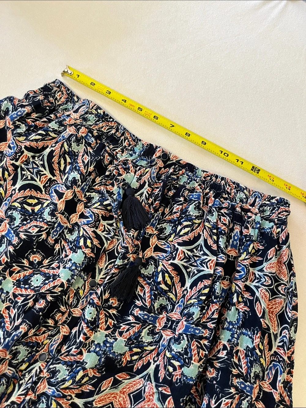 Hannah Maxi Skirt Women’s L Blue Boho Indie Paisley Lined Drawstring Waist